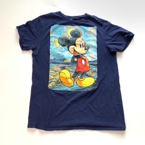 Disney Womens M Mickey Mouse Navy Colorful T Shirt